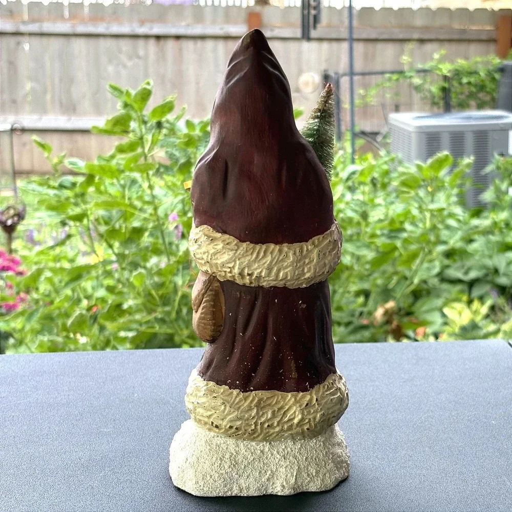 Authentic‎ Kirt Curtis Hand Carved Wood Santa Figurine Old World Folk Art Signed